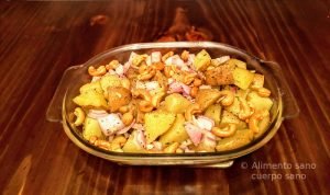 papas al horno con cebolla y cashews